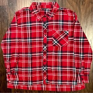 Eddie Bauer Flannel Long Sleeve Shirt Red White